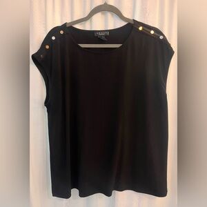 Black Top with Gold Button on Shoulders